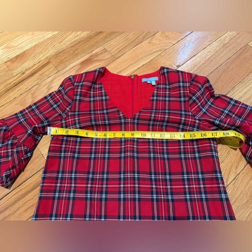 Draper James Angie Red Check/Plaid Ruffle Sleeve Shift Dress Women’s Size 2 - Picture 15 of 15